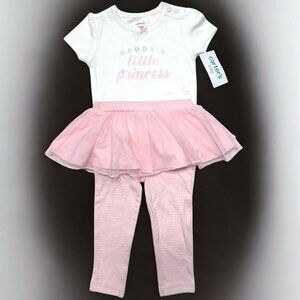 New Carters Pink Baby Outfit Daddy's Little Princess Tutu Pants Bodysuit 12 MO